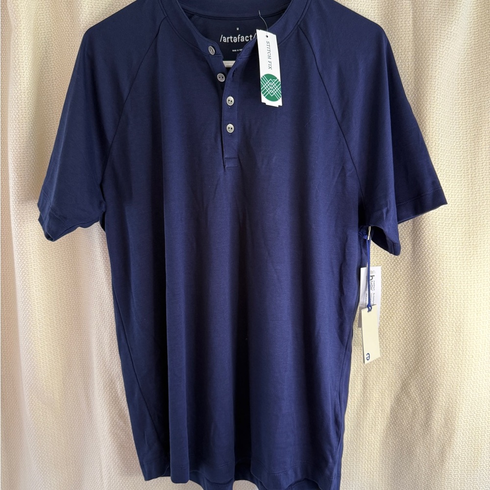 Navy Blue Henley Shirt by Artefact
